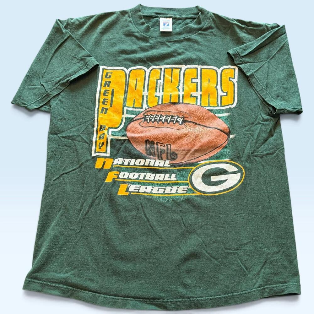 Vintage Green Bay Packers Shirt Mens XL Green NFL Football Graphic Logo 7 90s